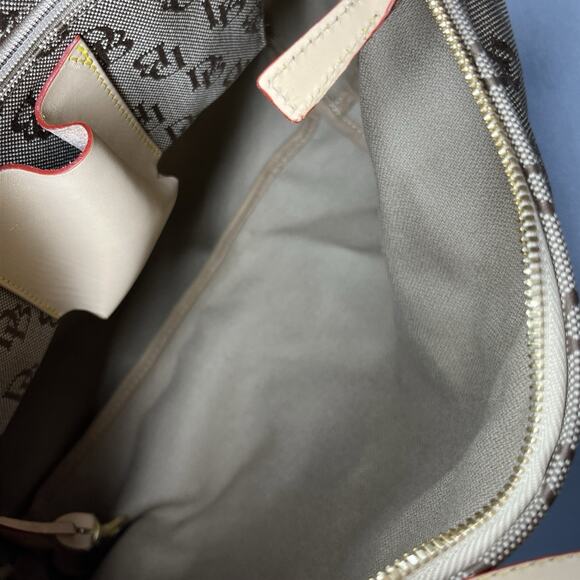 Dooney & Bourke Logo Monogram Print Jacquard Canvas Hobo Shoulder Bag Zip Top - Picture 10 of 16